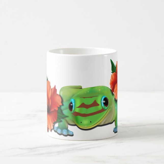 Day Gecko mit Hibiskus Kaffeetasse (Mittel)