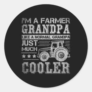 Day Gift Idea Grandpa Tractor Farmer Runder Aufkleber