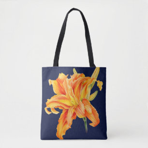 Day Lily Feine Kunst, orange und grüne Blume Tasche