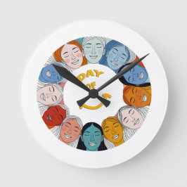 Day of Happiness  Runde Wanduhr