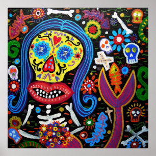 Day of the Dead Mermaid Posters Poster
