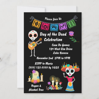 Day of The Dead Sugar Skull Skeletons Invitation