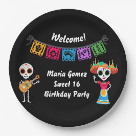 Day of The Dead Sugar Skull Skeletons Pappteller