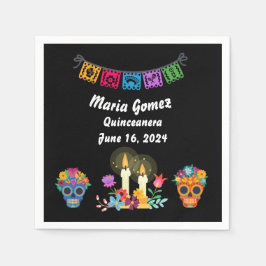 Day of The Dead Sugar Skull Skeletons  Serviette