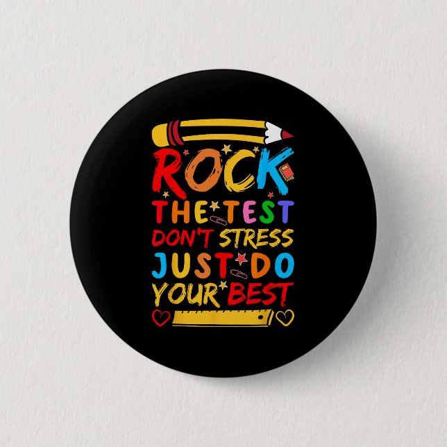 Day Rock the Test Funny Teacher Student Testing Ex Button (Vorderseite)
