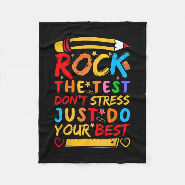 Day Rock the Test Funny Teacher Student Testing Ex Fleecedecke (Vorderseite)