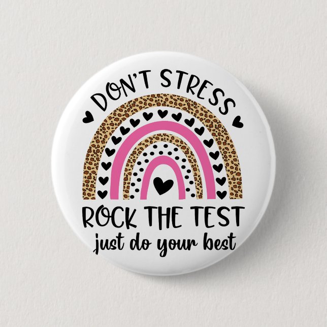 Day Rock The Test Rainbow Teacher Funny Testing Da Button (Vorderseite)