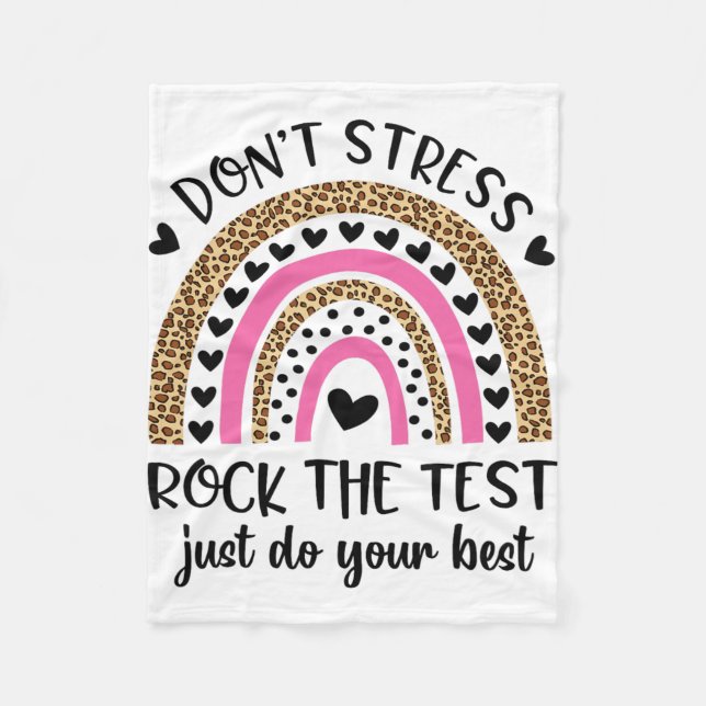 Day Rock The Test Rainbow Teacher Funny Testing Da Fleecedecke (Vorderseite)