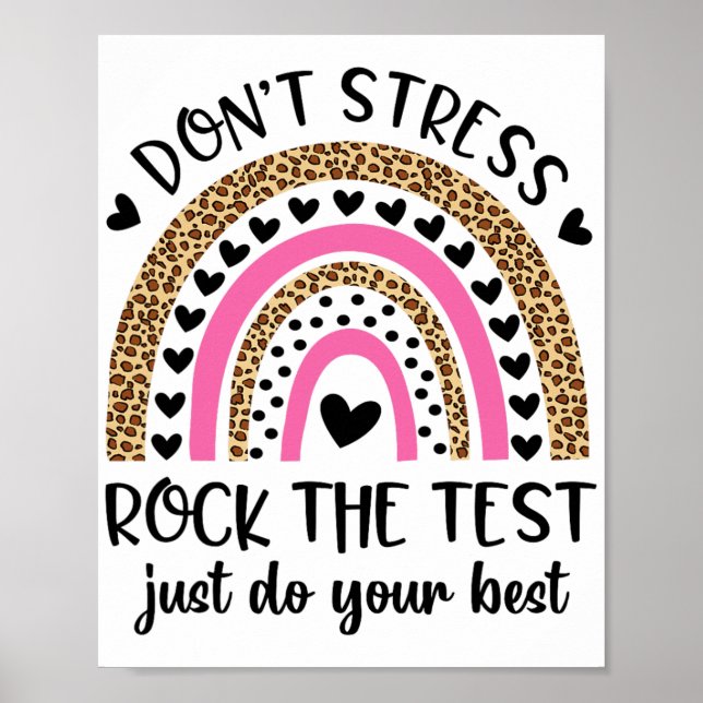 Day Rock The Test Rainbow Teacher Funny Testing Da Poster (Vorne)