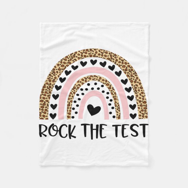 Day Rock The Test Teacher Funny Rainbow Testing Da Fleecedecke (Vorderseite)