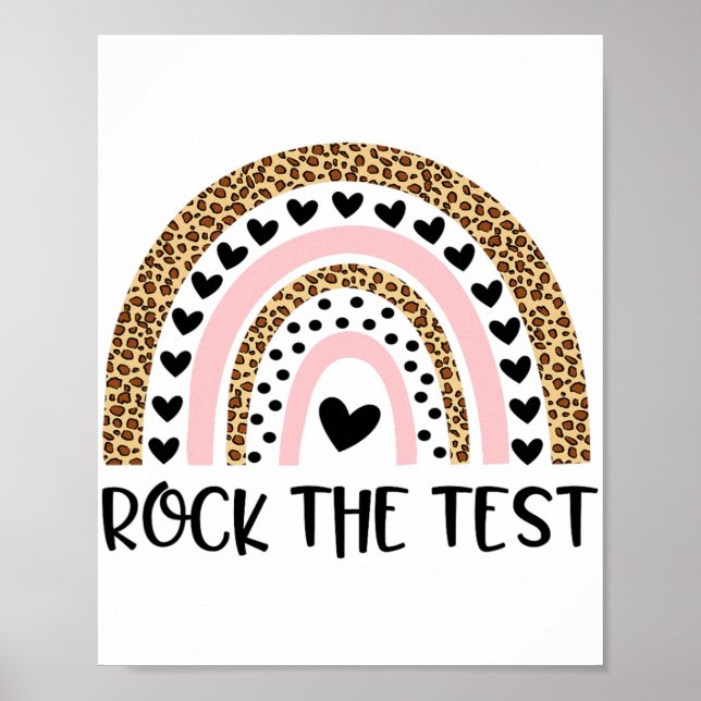Day Rock The Test Teacher Funny Rainbow Testing Da Poster (Vorne)