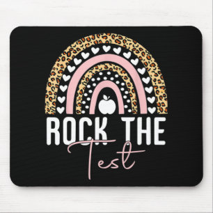 Day Rock the Test Teacher Rainbow Leopard Student Mousepad