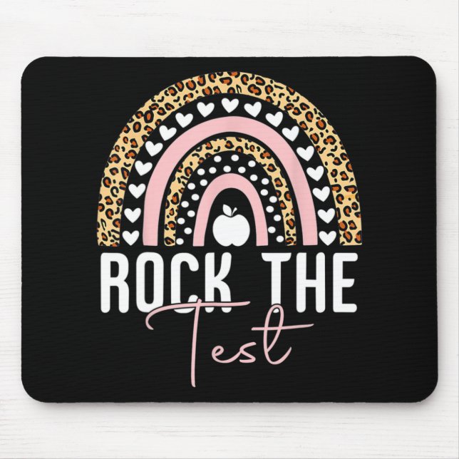 Day Rock the Test Teacher Rainbow Leopard Student Mousepad (Vorne)