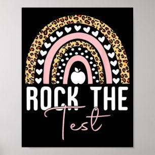 Day Rock the Test Teacher Rainbow Leopard Student Poster