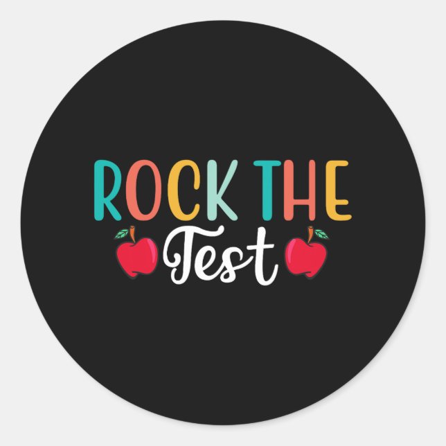 Day Rock the Test Teacher Testing Day 1 Runder Aufkleber (Vorderseite)