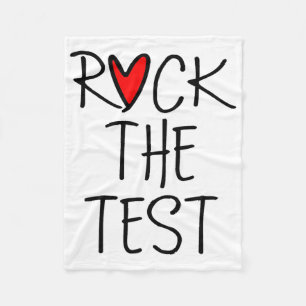 Day Rock the Test Teacher Testing Day Funny Teache Fleecedecke