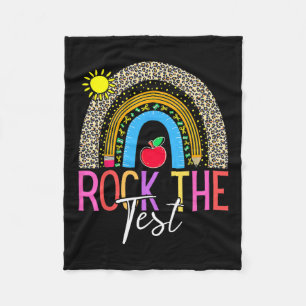 Day Rock the Test Teacher Testing Day Leopard Rege Fleecedecke