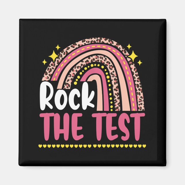 Day Rock the Test Teacher Testing Day Rainbow Leop Magnet (Vorne)