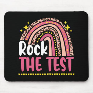 Day Rock the Test Teacher Testing Day Rainbow Leop Mousepad