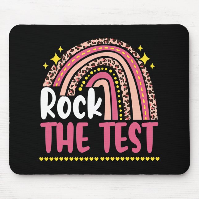 Day Rock the Test Teacher Testing Day Rainbow Leop Mousepad (Vorne)