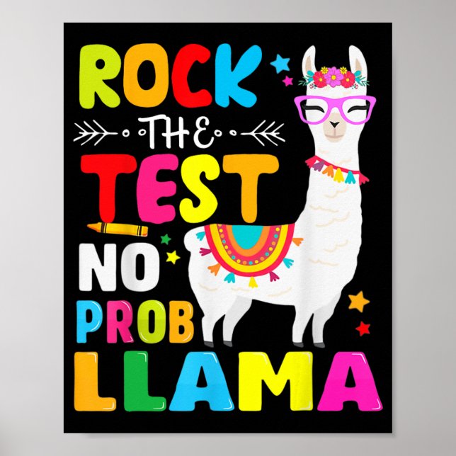 Day Rock the Test Teaching No Prob Llama Lehrer Poster (Vorne)
