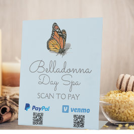 Day Spa Butterfly Scan To Pay Custom QR Code Sockelschild