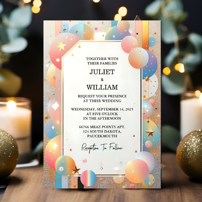 Day Stars Glam Bright Pastel Ombre Glitzer Wedding Einladung (Von Creator hochgeladen)