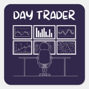 Day Trader Funny Logo Quadratischer Aufkleber