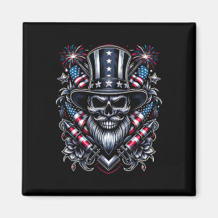 Day Usa Patriot Barted Skull! Juli 2024 Magnet