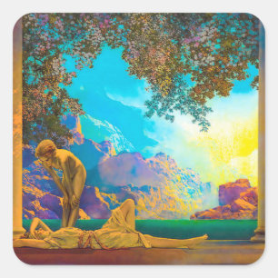 Daybreak Maxfield Parrish Quadratischer Aufkleber