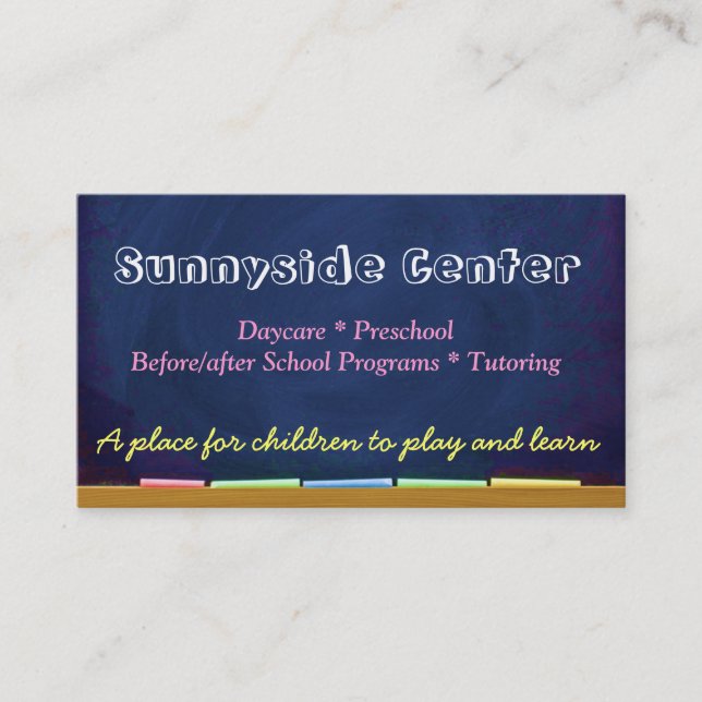 Daycare Chilcare Chalkboard Business Card Visitenkarte (Vorderseite)
