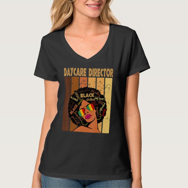 Daycare Director Afro African American Black Histo T-Shirt (Vorderseite)