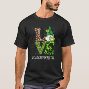 Daycare Director Liebe St Patricks Day Gnome Leopa T-Shirt