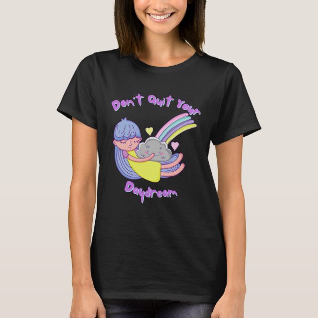 Daydream Girl Hugging Smiling Cloud Rainbow T-Shirt (Vorderseite)