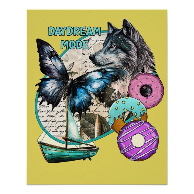 Daydream Mode - Wolf Butterfly Donuts Boot Poster (Vorderseite)