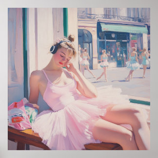 Daydreaming Dancer: Soft Pastel Ballet Kunst Poster