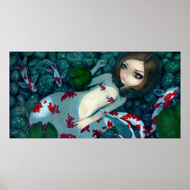 Daydreaming Koi Mermaid Fantasy Art Print Poster (Vorne)