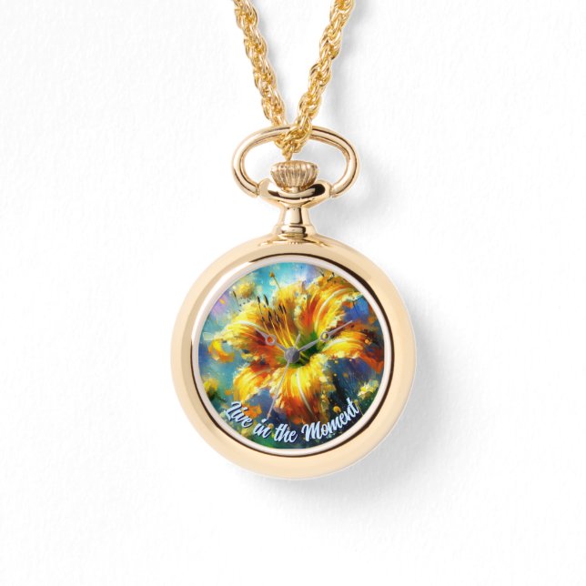 Daylily Daylilies Flower Yellow Teal Personalized Armbanduhr (Vorderseite)