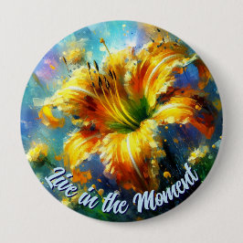 Daylily Daylilies Flower Yellow Teal Personalized Button