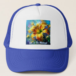 Daylily Daylilies Flower Yellow Teal Personalized Truckerkappe