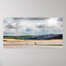 Daymer Bay Beach Landschaft in Cornwall UK Poster