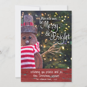 Days Be Merry Bright Script Niedlich Rustic Snowma Feiertagskarte
