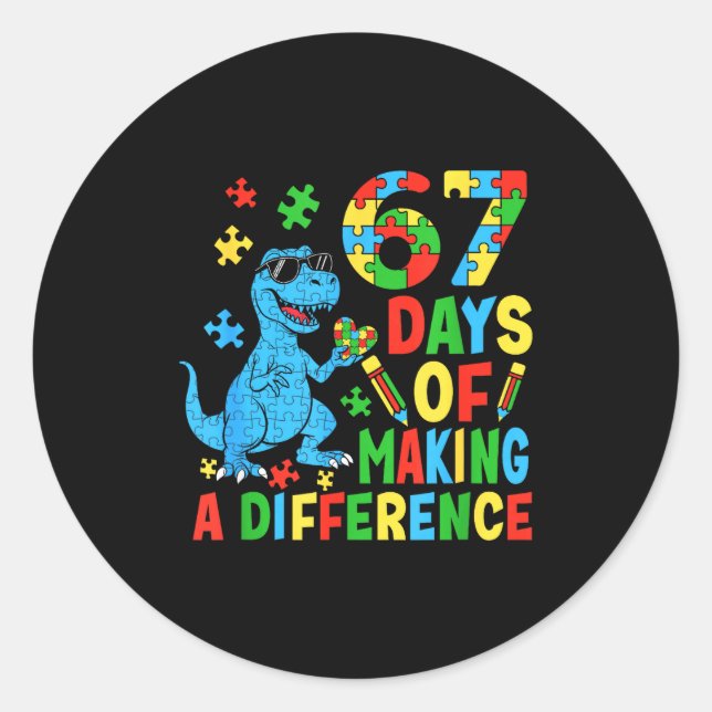 Days Of Making A Difference Dinosaur Autism Teache Runder Aufkleber (Vorderseite)