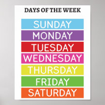 Days of the week educational poster