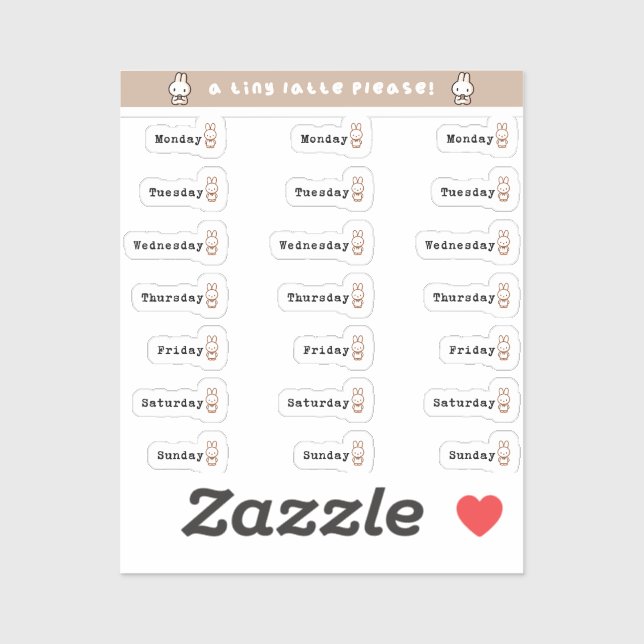 Days of the week sticker sheet (Blatt)