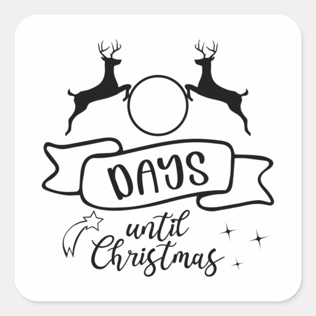 Days Until Christmas Quadratischer Aufkleber (Vorderseite)