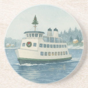 Daytime Ferry Christmas Card Getränkeuntersetzer