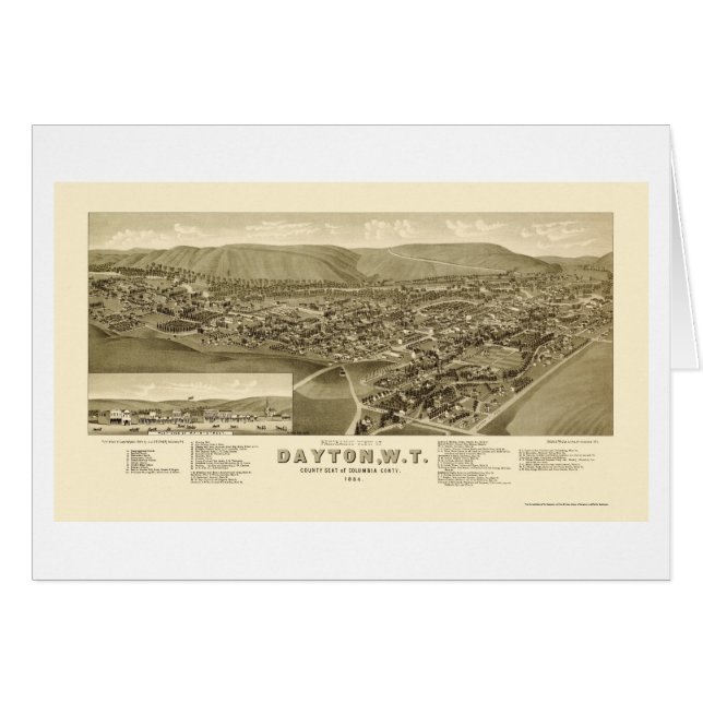 Dayton, carte panoramique de WA - 1884 (Devant horizontal)