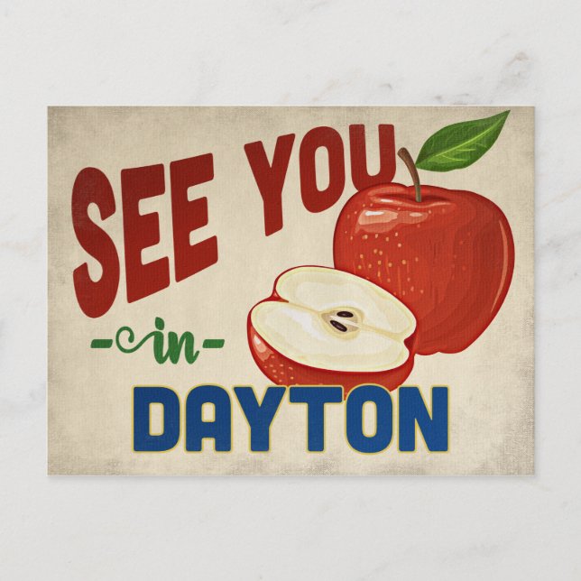 Dayton Ohio Apple - Vintage Travel Postkarte (Vorderseite)
