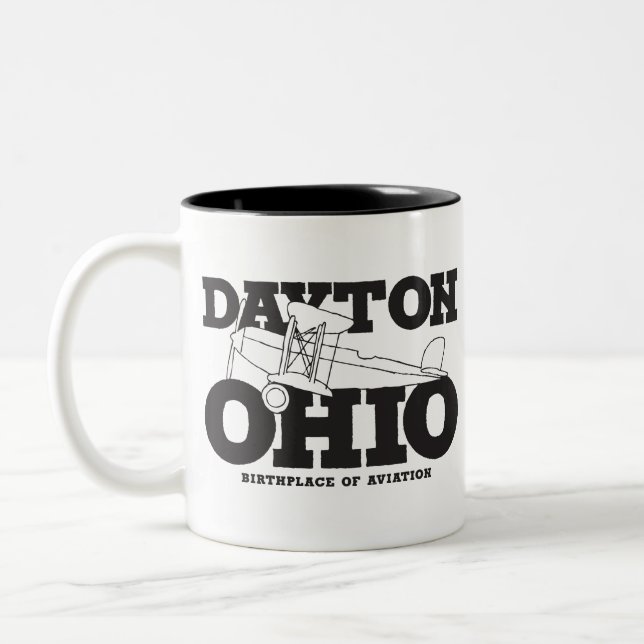 Dayton Ohio Art Geburtsort von Luftfahrt Zweifarbige Tasse (Links)